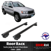 2x BLACK Cross Bar Roof Racks for Jeep Grand Cherokee 1999-2009 Raised Roof Rail