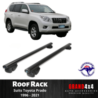 2x BLACK Cross Bar Roof Racks for Toyota Prado 1996 - 2021 Raised Roof Rail