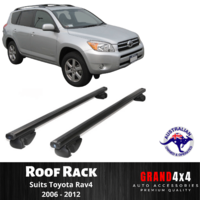 2x BLACK Cross Bar Roof Racks for Toyota Rav-4 Rav4 2006 - 2012 Raised Roof Rail