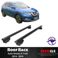 2x BLACK Cross Bar Roof Racks for Nissan X-Trail XTrail 2014-2019 Raised Rail