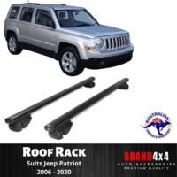 2x BLACK Cross Bar Roof Racks for Jeep Patriot 2006 - 2020 Attach to Raised Rail