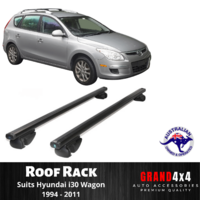 2x BLACK Cross Bar Roof Racks for Hyundai i30 Wagon 1994 - 2011 Raised Roof Rail