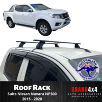 2 x Alloy Black Cross Bar Roof Racks for Nissan Navara NP300 2015 - 2020 Ute