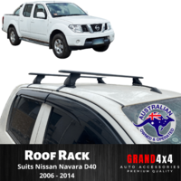 2 x Alloy Black Cross Bar Roof Racks for Nissan Navara D40 2006-2014 Ute
