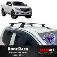 2 x Alloy Black Cross Bar Roof Racks for Mazda BT-50 BT50 2011 - 2019 Ute