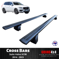 2 x Black Cross Bars Roof Racks for Volvo XC90 2014 - 2023 Flush Rails
