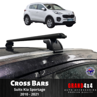 2 x Black Cross Bars Roof Racks for Kia Sportage 2010 - 2021 Flush Rails