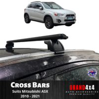 2 x Black Cross Bars /  Roof Racks for Mitsubishi ASX 2010 - 2021 flush rails