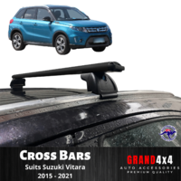 2 x Black Cross Bars / Roof Racks for Suzuku Vitara 2015 - 2021 Flush Rails