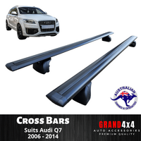 2 x Black Cross Bars / Roof Racks for Audi Q7 2006 - 2014 with Flush Rails