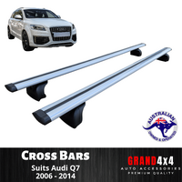 2 x Silver Cross Bars / Roof Racks for Audi Q7 2006 - 2014 with Flush Rails