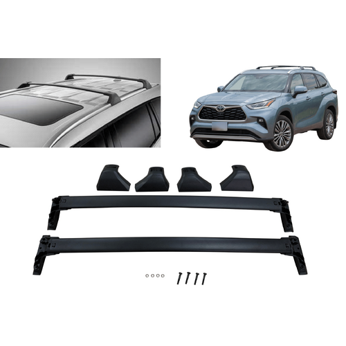 2 x Cross Bars / Black Roof Racks for Toyota Kluger 2020 - 2023 GXL / Grande