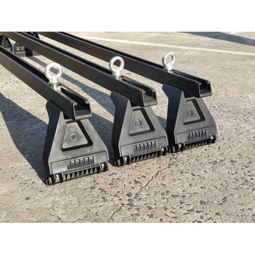 3 x 6" Heavy Duty Black Aluminium Roof Rack to suit Gutter Rail Mount Vehicles